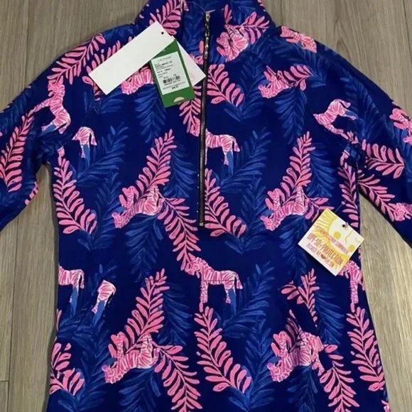 SOLD! Lilly Pulitzer Skipper Popover NWT XS Royal Purple Dazzle Zip UPF 50+ NEW - Picture 14 of 16